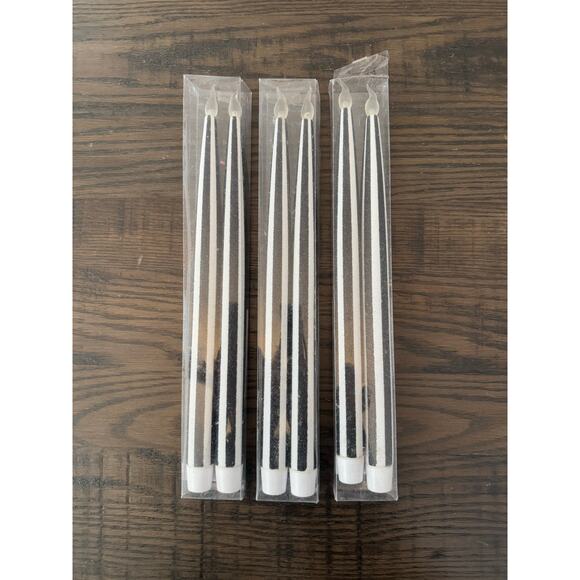 Set of 6 LED Black & White Striped Halloween Candles – Brand New - Picture 1 of 7